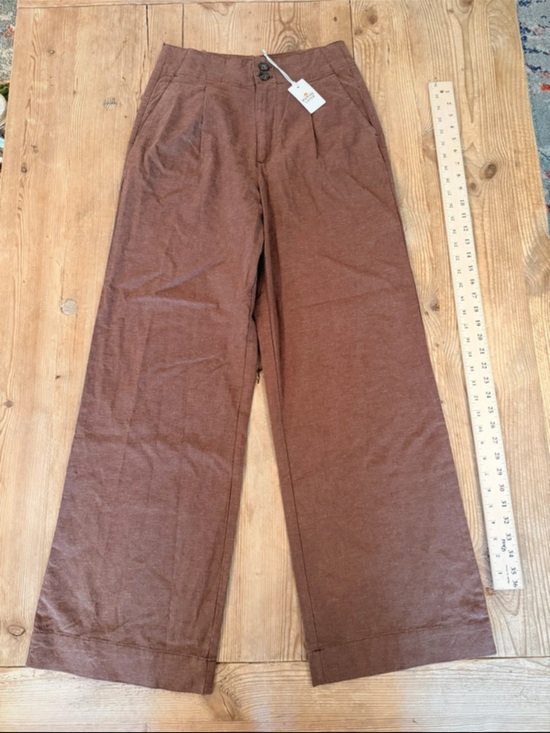 Marine Layer Pants - Marine Layer Brown Wide-Leg Trousers with Pleats
